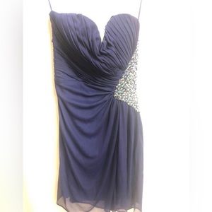 Woman- Morgan & Co Party/ Prom Rhinestone, Strapless, Navy Blue, size 3/4 Dress